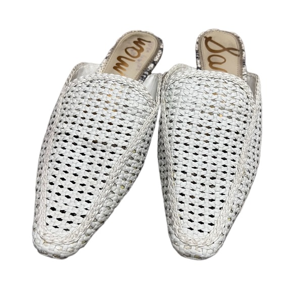 Sam Edelman White Clara Woven Leather Flat Mules - Picture 4 of 10